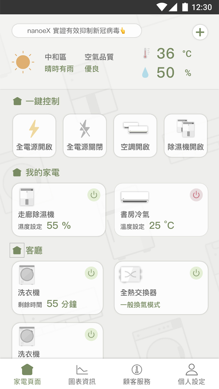 APP操作示意畫面-查看一鍵控制